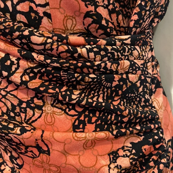Connected Apparel peach orange printed midi dress - Picture 4 of 9